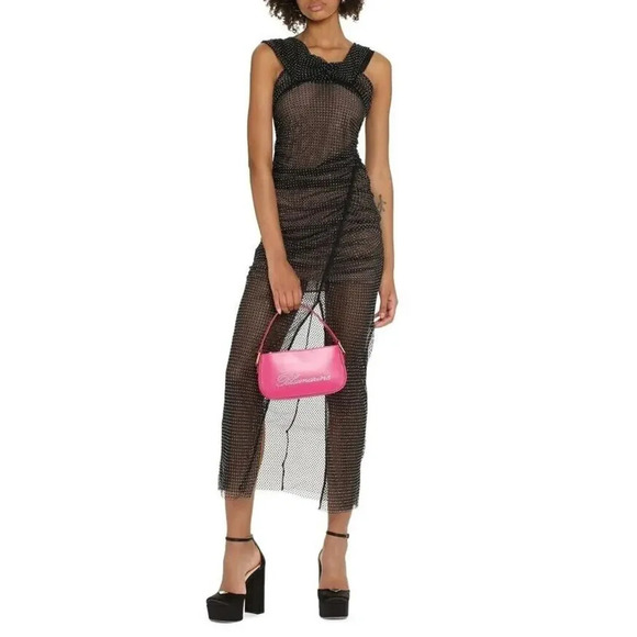 SELF-PORTRAIT Embellished Mesh Off-shoulder Black Dress Gown Cocktail Sz 0 - Picture 5 of 16